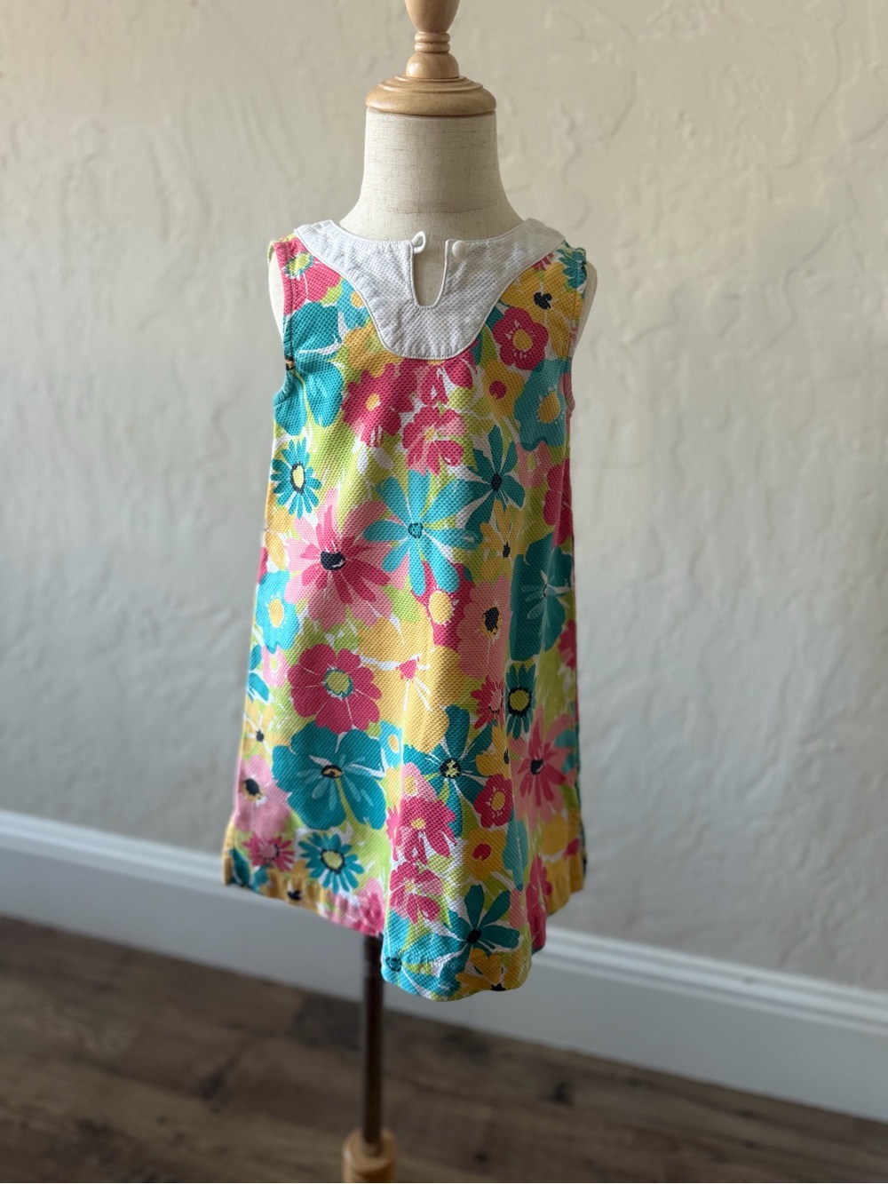 Janie & Jack Bright Floral Sleeveless Shift Dress - Yellow, Pink, Teal